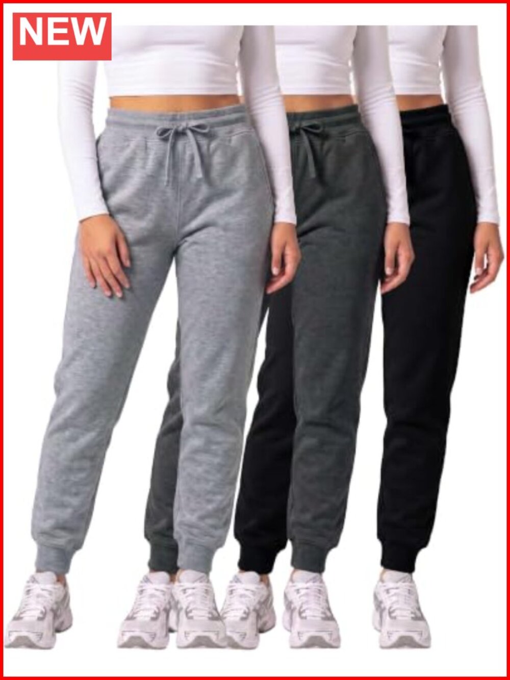 3 Pack Women's Fleece Joggers Sweatpants Lounge Pants Casual Pockets